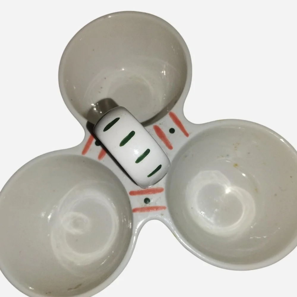 Hand-Painted Ceramic Triple Bowl Set